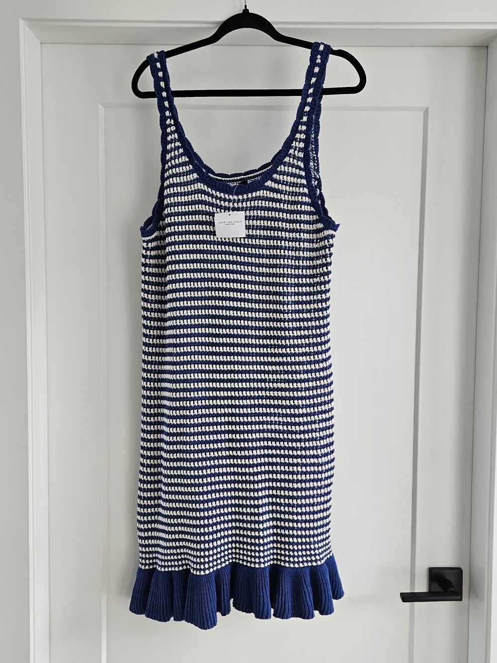 American Eagle Outfitters Blue and White Crochet Ruffle Dress Sz XL